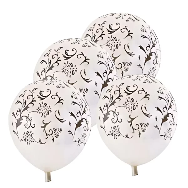 Helium Balloon - Printed Pattern White 12pc