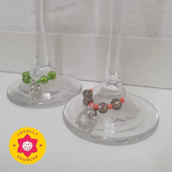 Owl charm on wine glass