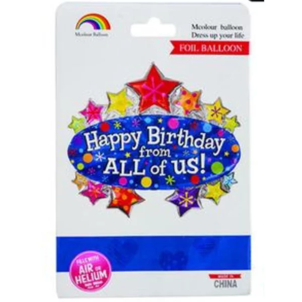 Helium Foil Balloon - Happy Birthday From All Of Us