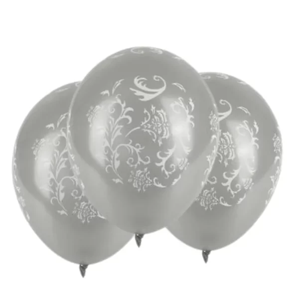 Helium Balloon - Silver Design 12pc