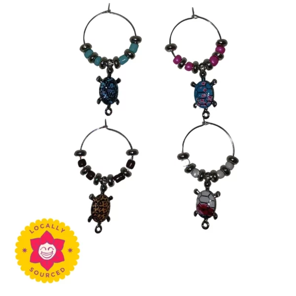 Wine Charms, Enamel Turtles, Pack of 4