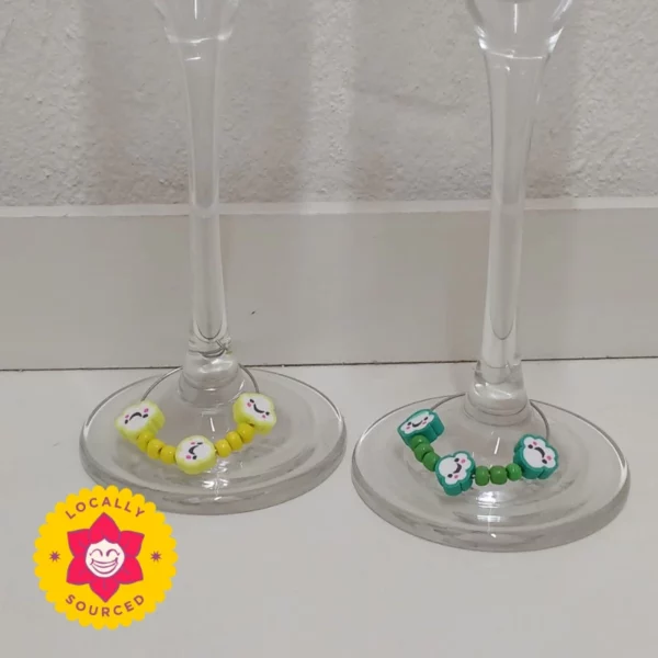 Wine Charms, Happy Flowers and beads