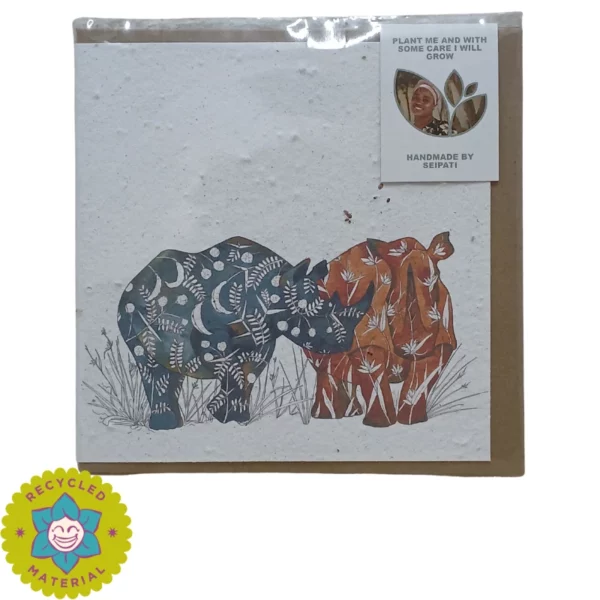 Growing Paper Greeting Card - African Story Rhinos