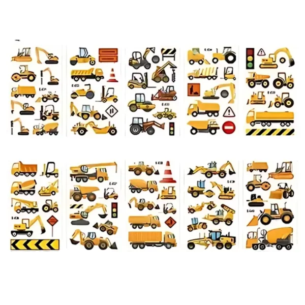 Building Site and Vehicles Temporary Tattoos