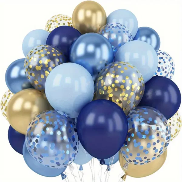 Navy, Blue, Golden Balloons