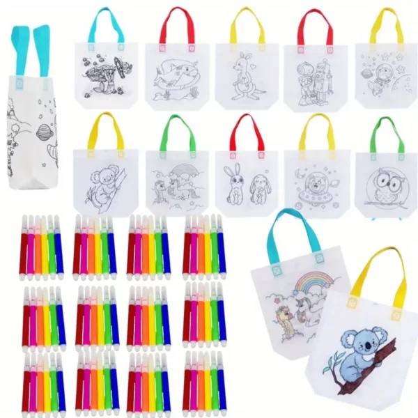 Re-usable Colour Yourself Tote Bags - 12 Pack