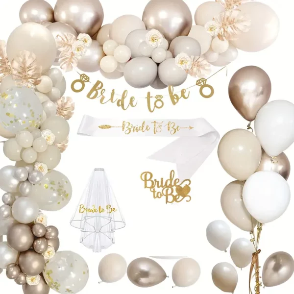 Bachelorette Party Decorations Set - Beige, Gold
