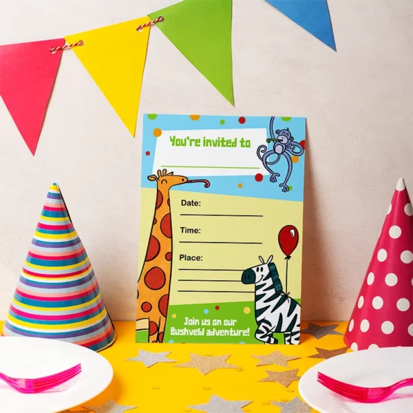 Kids Bushveld Party Invitations - Pack of 20