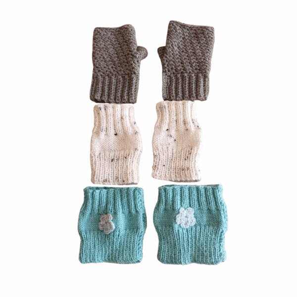 Hand knitted fingerless gloves