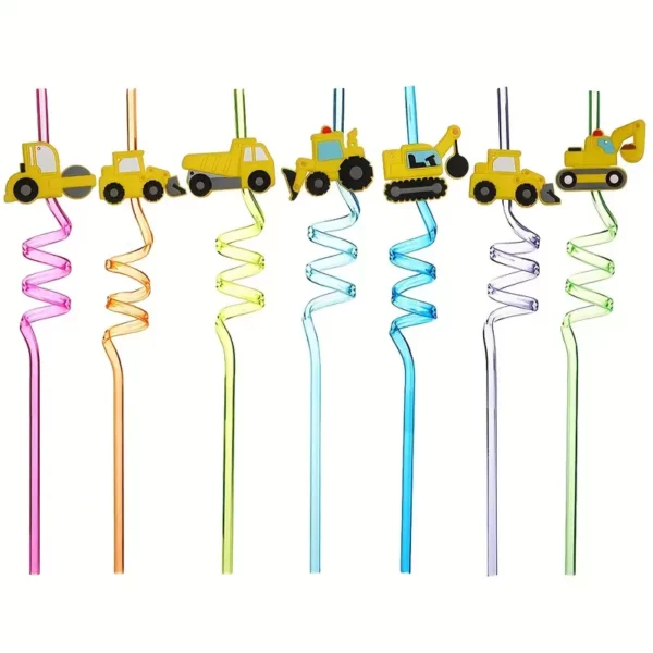 Construction Vehicle Twisted Straws