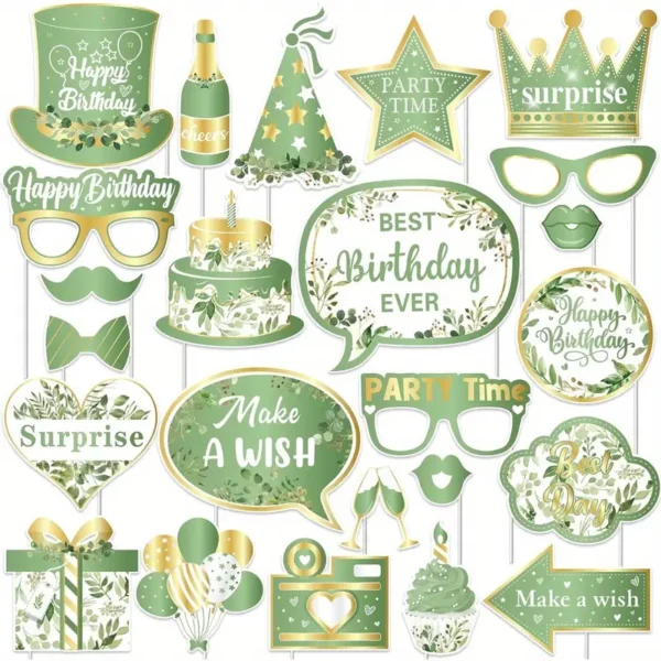 Sage Green Birthday Photo Booth Props