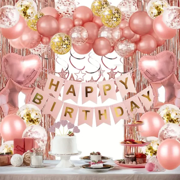 Rose Gold, Rose, Pink Birthday Party Decorations
