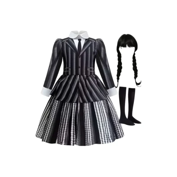 Wednesday Houndstooth/Striped Jacket Dress