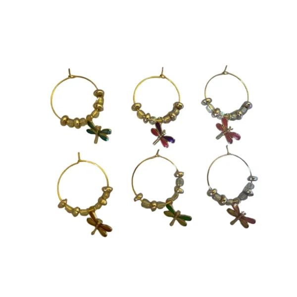 Wine Glass Charms - Enamel Dragonflies