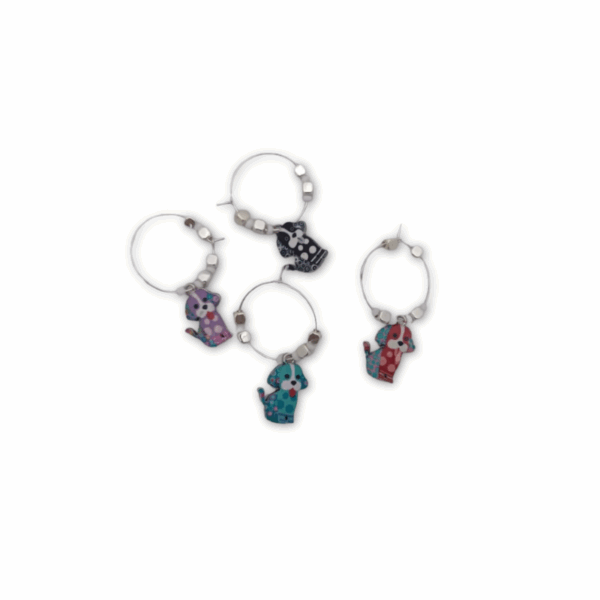 Wine Glass Charms - Enamel Dogs